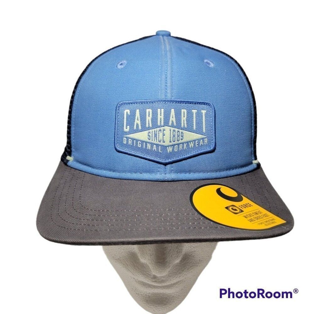 Carhartt Hat Canvas Mesh Back Snapback Adjustable Blue Men Unisex Workwear Patch